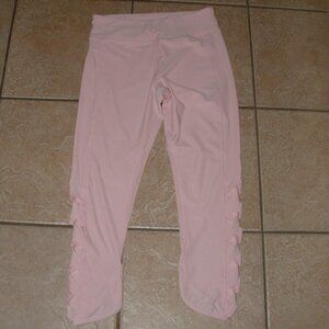 CALI  ACTIVE Pink Sz Medium Stretchy Athletic Leg Cutouts Leggings Media Pocket